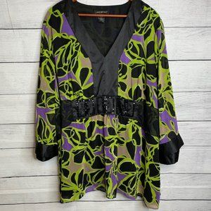 [Lane Bryant] Tunic Green Flower Top